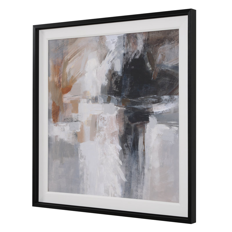 Neutral Abstract Framed Print with Black Wood Frame