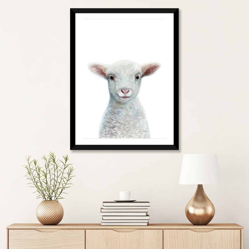 «Baby Sheep», reproduction d'art, Blanc, H 32 po x l 24 po x P 1 po, Papier encadré noir