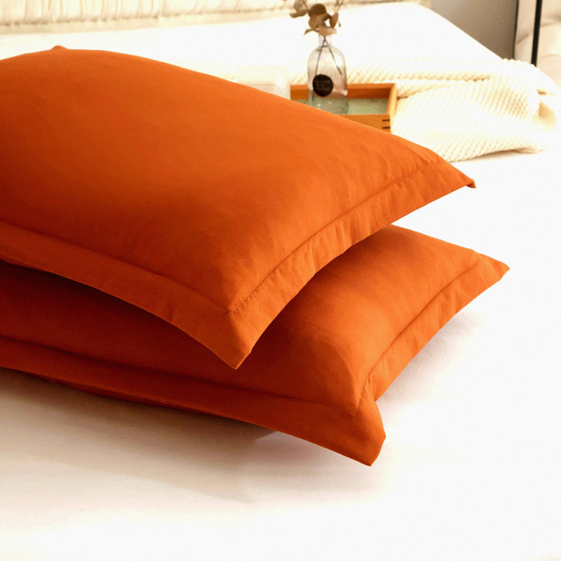 Microfiber Pillowcase Set - Rust Burnt Soft Washed Pillow Shams - Envelop Closure Pillow Covers (Set of 2), Cream