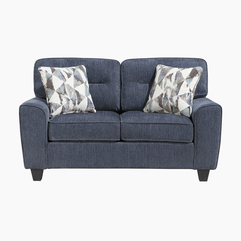 Junie 61" Modern & Contemporary Chenille Loveseat with Reversible Cushions, 2 Decorative Pillows & High-Density Pocket Coil Seating