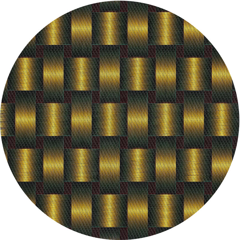 Tapis de zone dorée/noir à motifs, Rond 6 pi