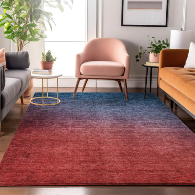 Tapis bleu marine Cerrito AMF587 lavable à la machine de qualité supérieure