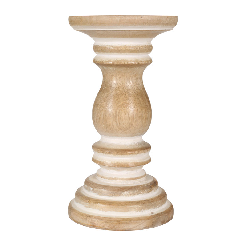A1787N Holders Wood Tabletop Candlestick, 19cm H x 12cm W x 12cm D