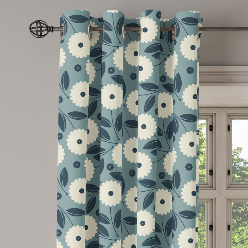 Rideau à œillets décoratif ivoire bleu à 2 panneaux, 50 po x 72 po, bleu ardoise, bleu foncé, L 50 po x L 108 po