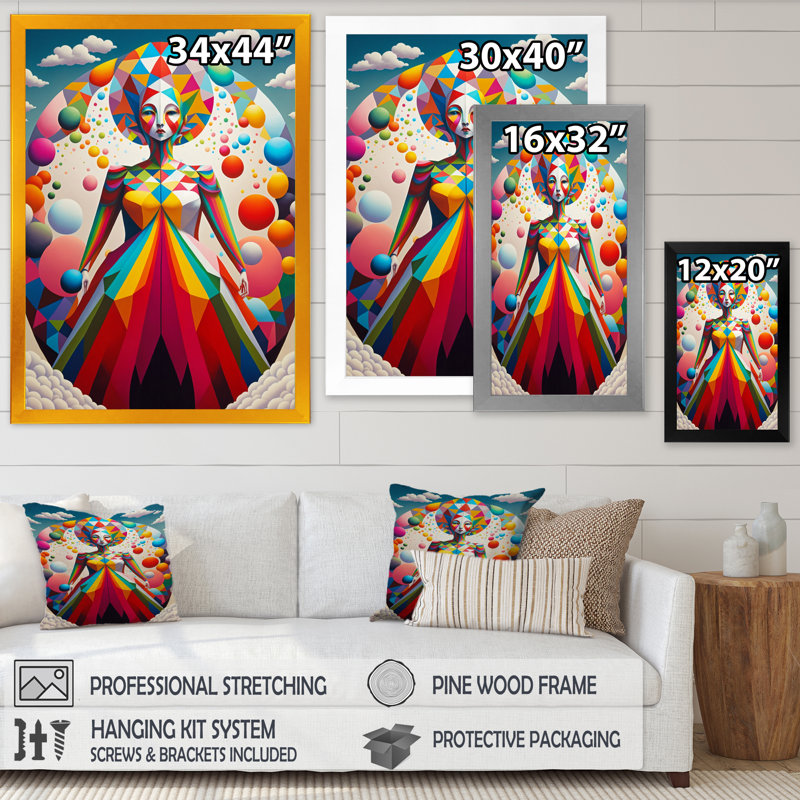 Abstrait arc-en-ciel, portrait sur toile, Cadre photo noir, H 20 po x l 12 po x P 1 po