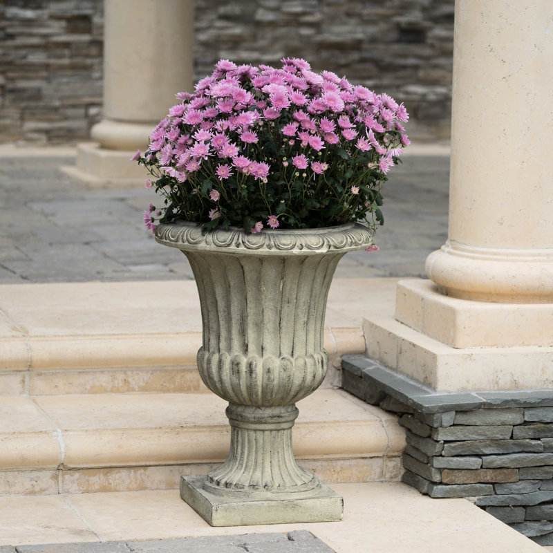Urne blanche antique de 26 po - Polyvalente pour jardin et patio 25,88 po, Vert