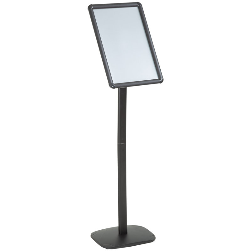 Support pour enseigne avec support à enseigne et piédestal, support à affiche, panneau d'affichage incurvé, publicité à la fois verticale et horizontale, cadre ouvert en aluminium (8,5 po x 11 po)