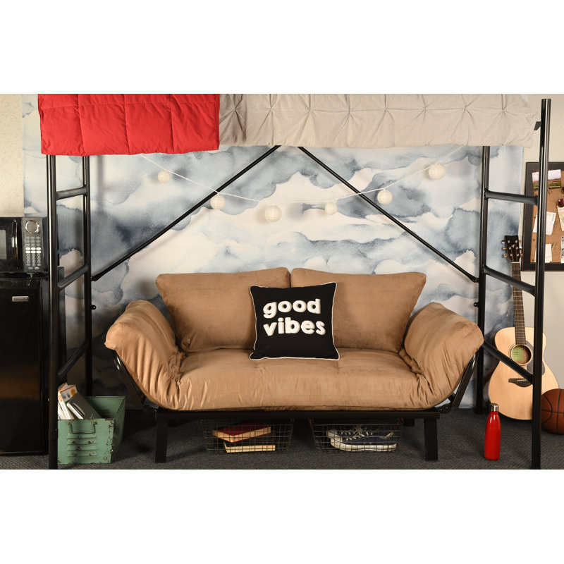 Futon et matelas 72 "Atward, Suède en microsuède gris, Noir