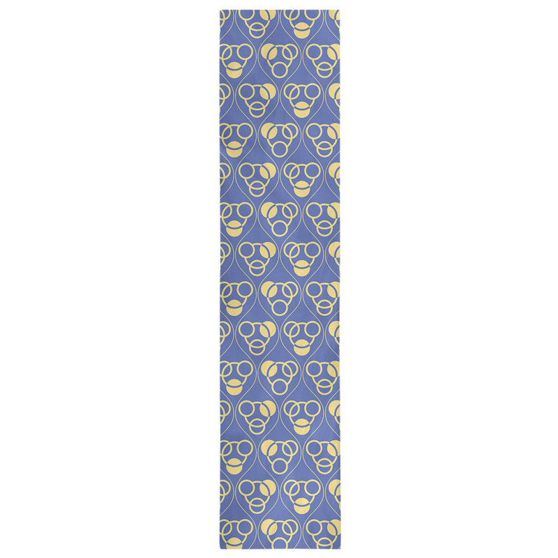 Classic Circles and Waves Table Runner, 16" x 72", Dark Blue/Yellow