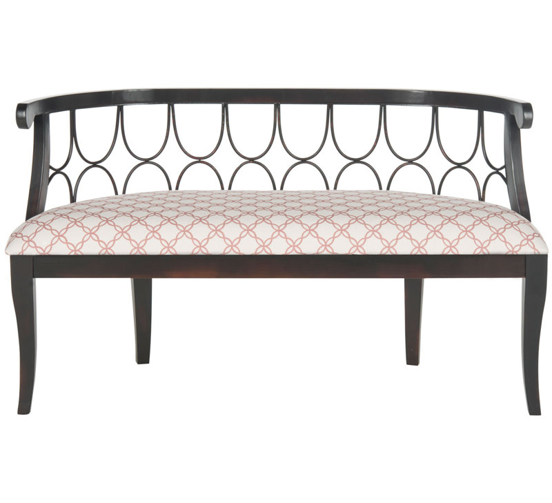 Banc en bois Bristlewood, Motif de treillis en treillis blanc rose