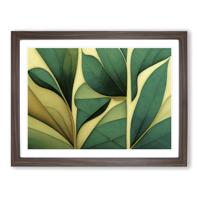 Spellbinding Leaf Abstract - Framed Print, 25cm H x 34cm W x 2cm D, Walnut Framed