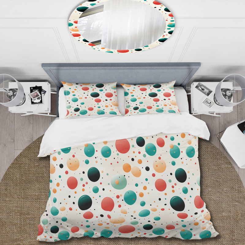 Ensemble de housse de couette à motif rétro Revival, Housse de couette pour très grand lit et 2 très