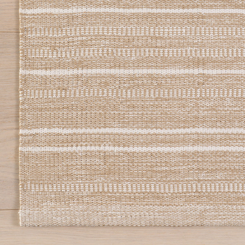 Skipper Stripe Khaki Handwoven Indoor/Outdoor Rug, Rectangle 6'8" x 9'6"