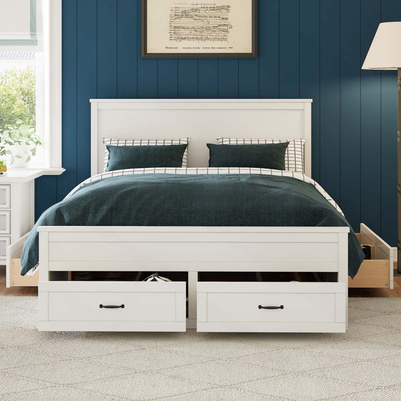 Structure de lit avec 6 tiroirs Modern, Blanc