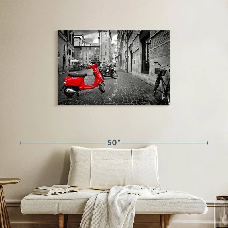 Vespa rouge Sirci Pop, H 24 po x l 36 po