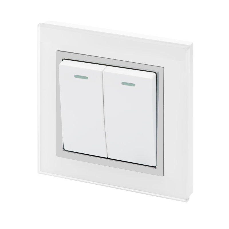 Crystal CT 2 Gang Rocker Light Switch  Black Intermediate, White