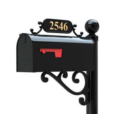 Personalized Mailbox with Post and Number Plate