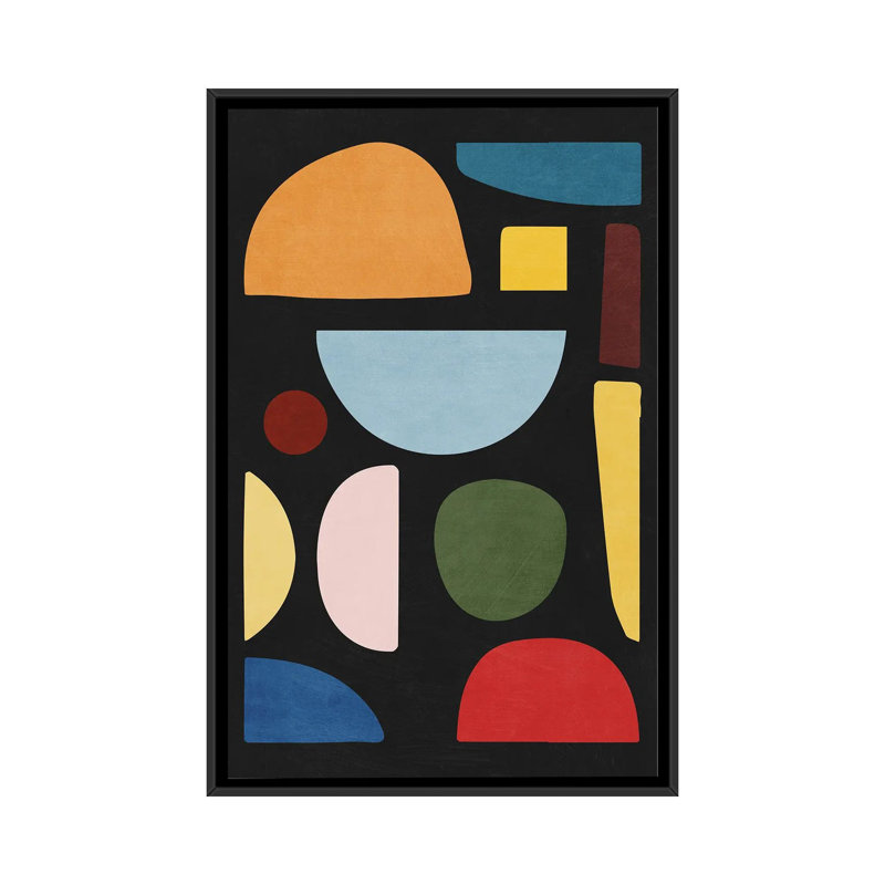 Simple Simple Colorful Shapes Black Art, reproduction d'art sur toile encadrée, H 26 po x l 18 po, Noir