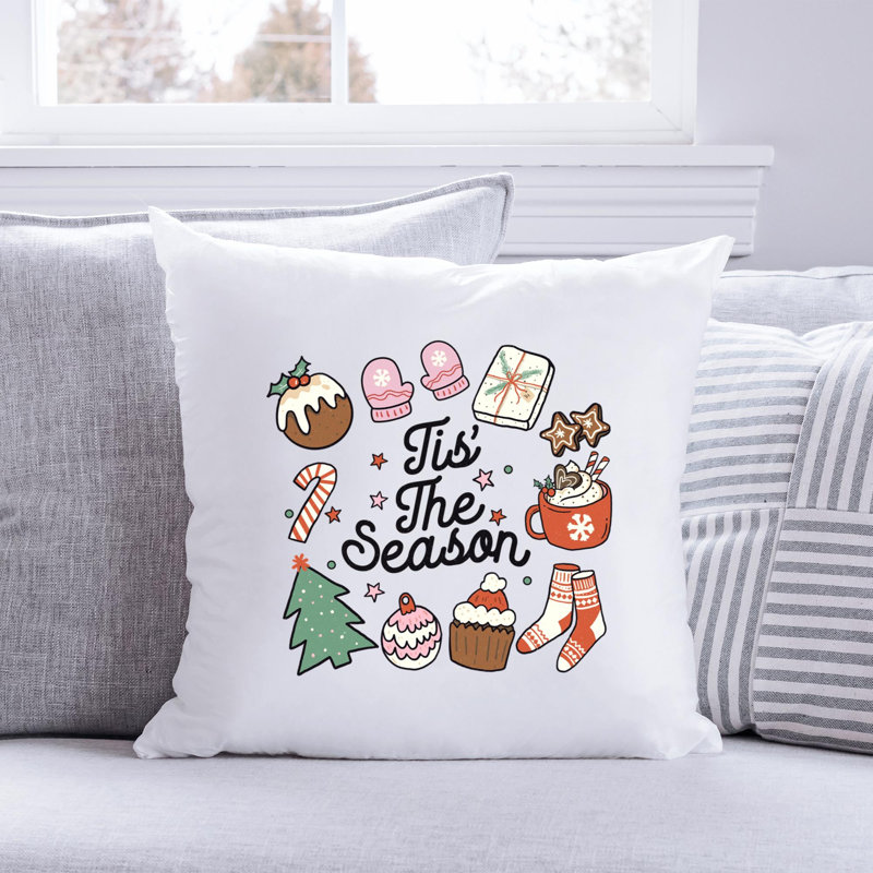 ChristmasPNG_6 Polyester/Polyester Blend Reversible Throw Pillow, 20" x 20"