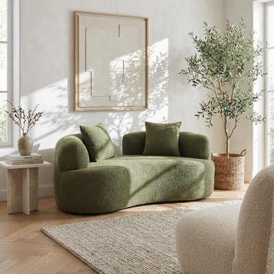 Canapé courbé compact en velours de peluche avec mousse à haute densité et support à ressorts