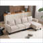 Canapé modulaire convertible en L en forme de L à 4 places convertible en velours beige flocon de neige | Bois | Beige-97305978