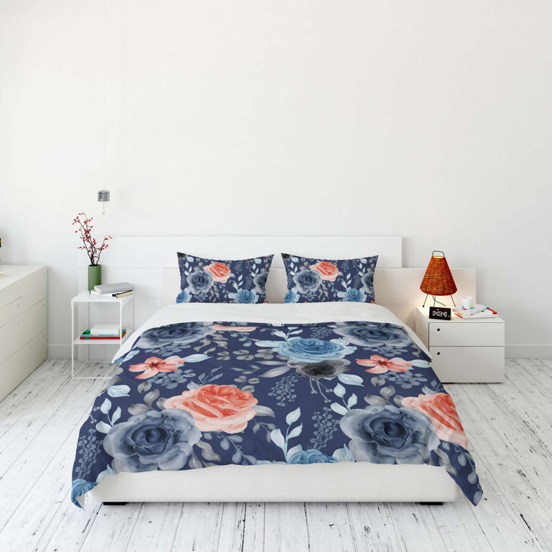 Elegant Single Quilt Cover Set, 100% Cotton Blend (70% Polyester / 30% Cotton), 53.1 x 78.7 inches | Includes 31.5 x 31.5 inch Pillowcase | Machine Washable, 120 Thread Count, Button Closure for Duvet, Stylish and Comfortable