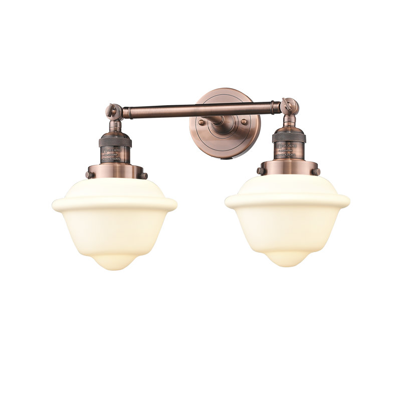 Gebhart 2 - Light Dimmable Vanity Light, Matte White Cased, 6 Watt Vinage LED Bulb, Antique Copper