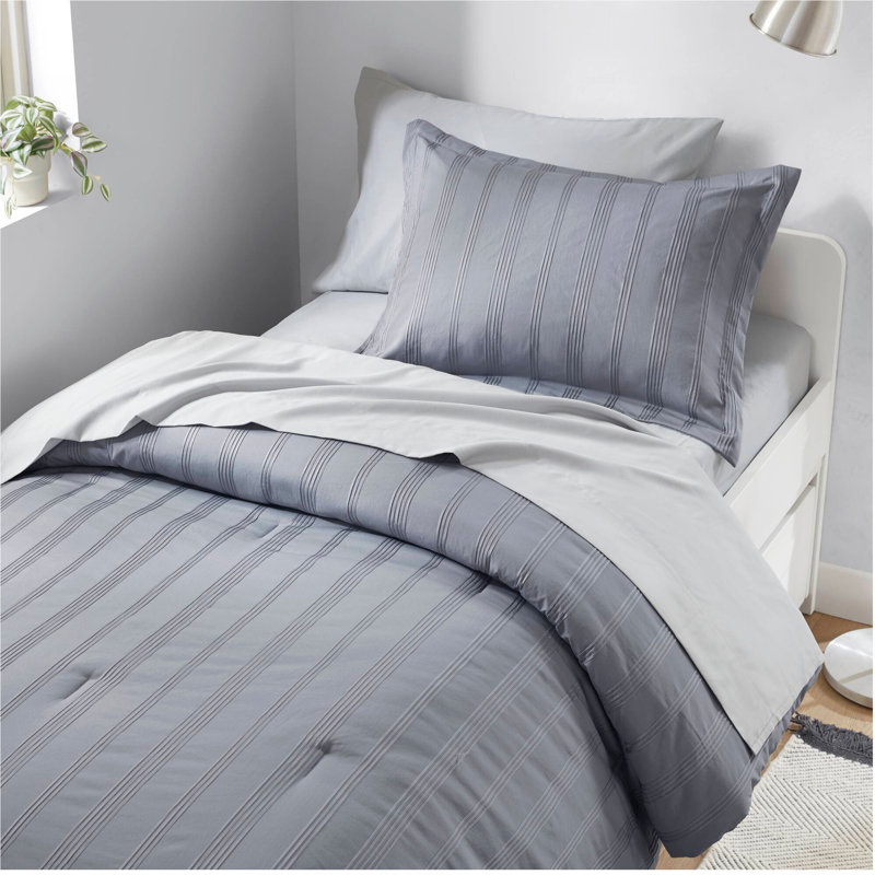 5-Piece  Woven Striped Comforter Set, Twin Comforter + 5 Additional Pieces