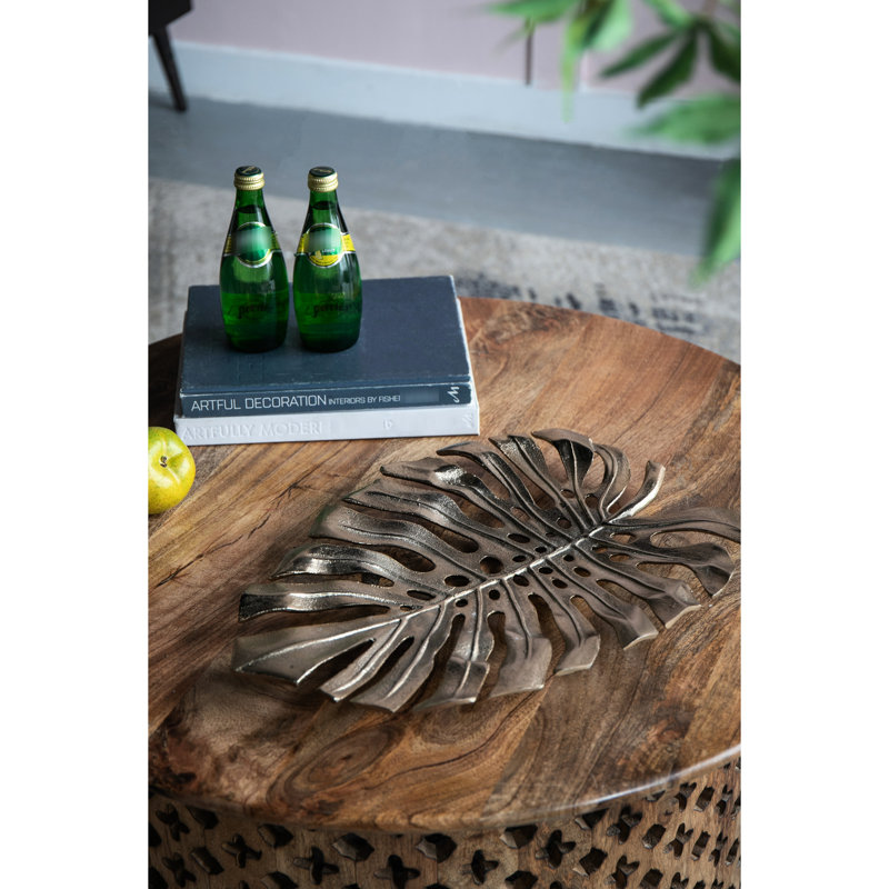 Exceptional Gold Leaf Wall Ornament, 18.9X13.4X1.4", Made From Aluminum Radiant Decoration Piece,