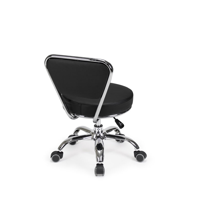 Dayton Backed Adjustable Height Ergonomic Lab Stool with Wheels, Black