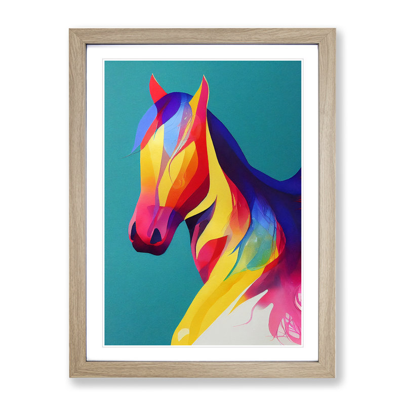 XV1022-5135X Horse No.3 - Single Picture Frame Print, 34cm H x 25cm W x 2cm D, Oak