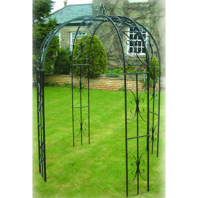 Verona 167.6cm W Steel Arbour with Bench in Black
