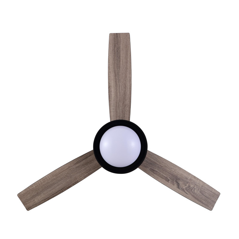 Ventilateur de plafond 52 po avec 3 pales réversibles et télécommande, Noir mat, Brun / Gris
