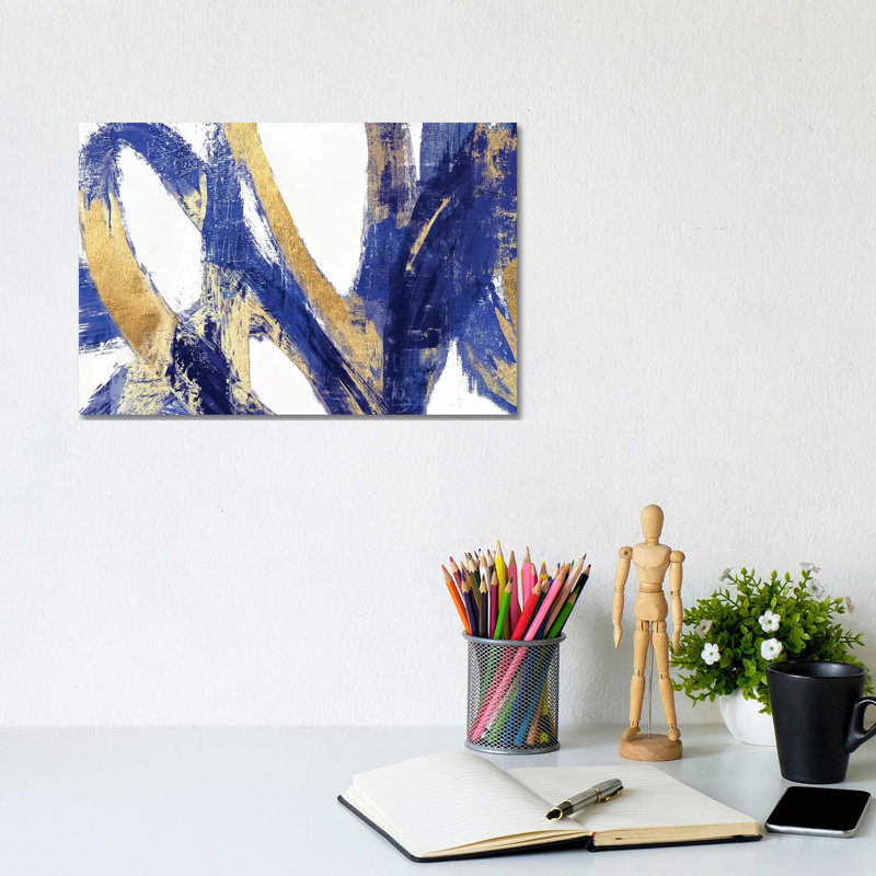 Indigo Abstract V - Wrapped Canvas Painting, 20.32 cm H x 30.48 cm W
