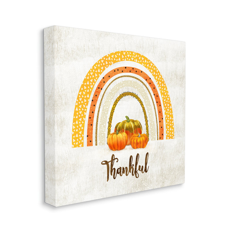 «Thankful Text Orange Autumn Rainbow Abstract Patterns» par Ziwei Li - impression, Plaque murale