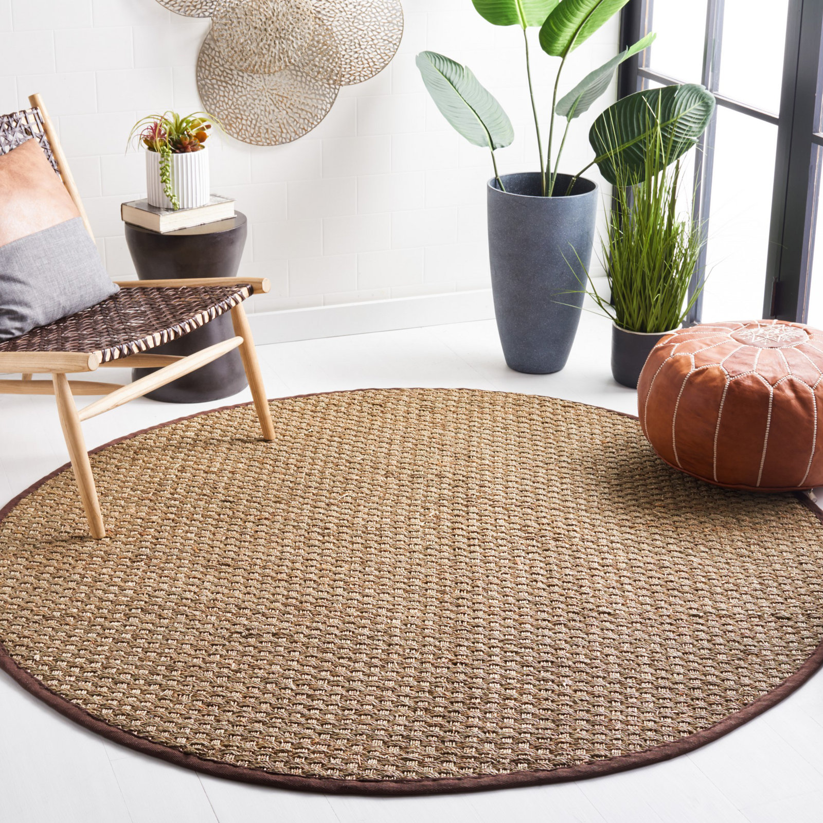 Debroh Natural Fiber Seagrass Rug, Round 6'