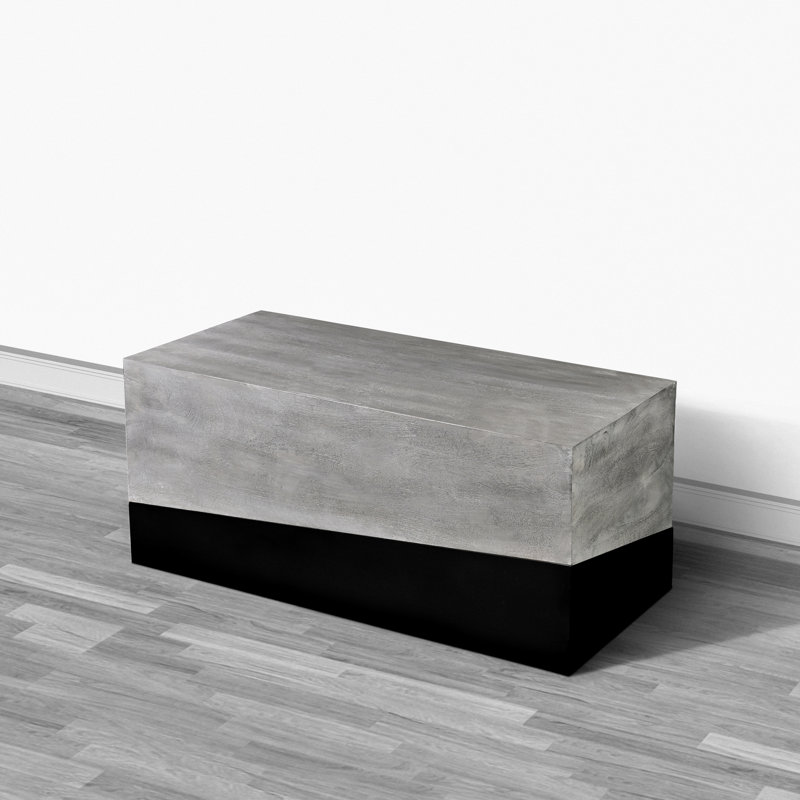 Caelin Industrial Rectangular Coffee Table With Wooden Frame, Gray, 17" H  x 45" L x 24" W