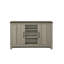 Console en chêne gris de 47 po Nilda avec tablettes, portes d'armoire et système de gestion des câbles pour une vie moderne