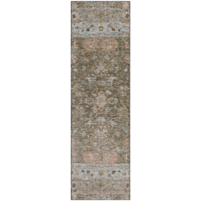Tapis lavable à la machine de qualité supérieure Mayfield AMF2323, Brun, Tapis de couloir 2 pi 3 po x 7 pi 6 po