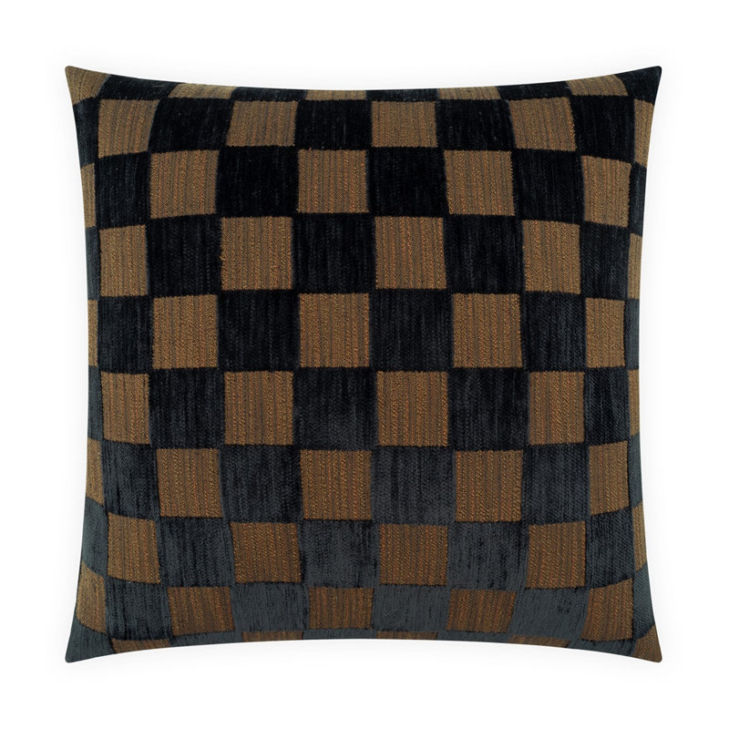 Brodey Checkered Square Pillow Cover & Insert, 24"H x 24"W, Granite