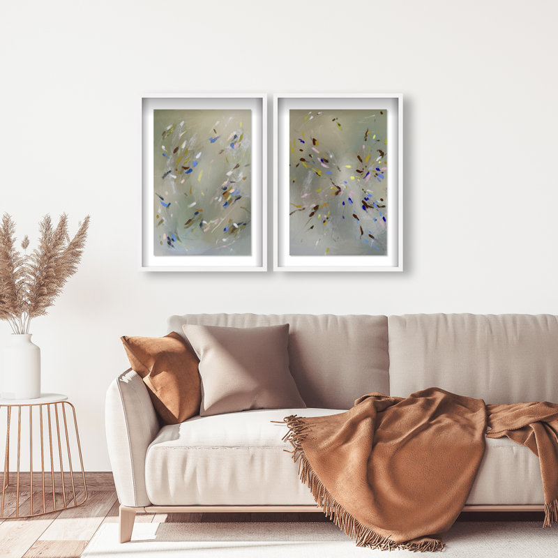 Spontaneous Traces Set Set by Oliver Gal, 75"H x 51"W, White Shadowbox
