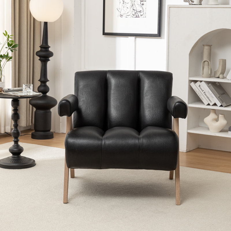 Fauteuil Bula, Similicuir noir, 1