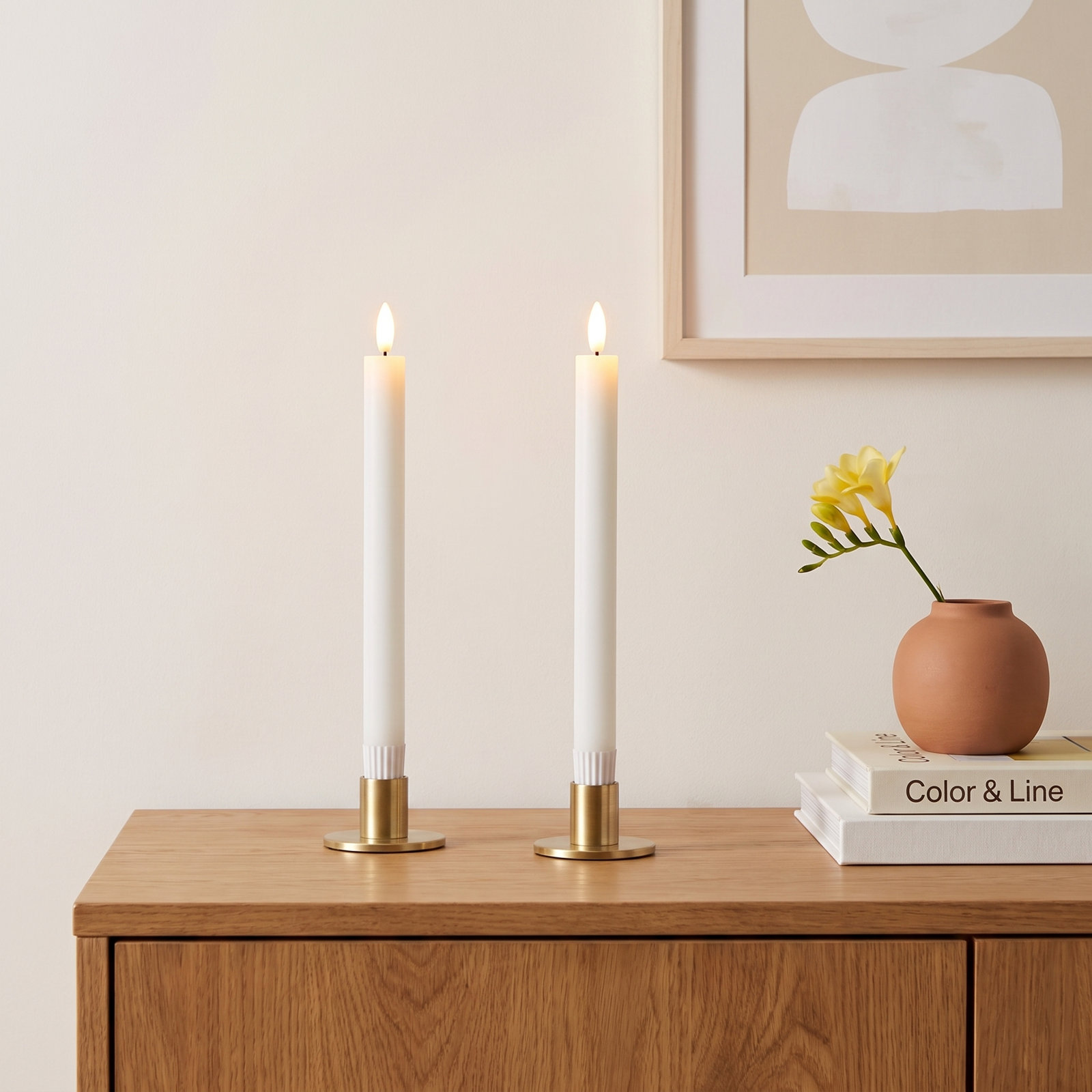 Flameless Taper Candle, White