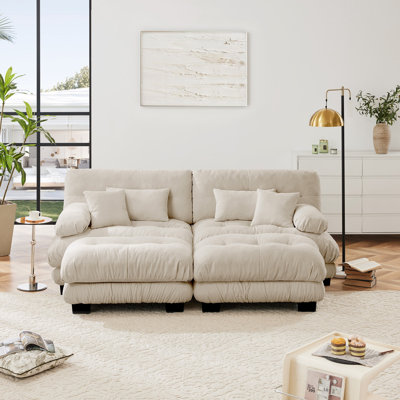Canapé moderne en chenille avec repose-pieds