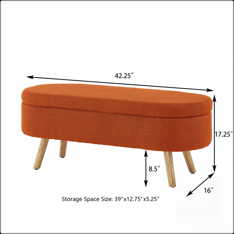Banc de rangement avec repose-pieds ovale Luxury, Orange