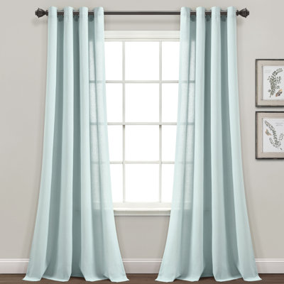 Cotton Blend Semi Sheer Curtain Pair