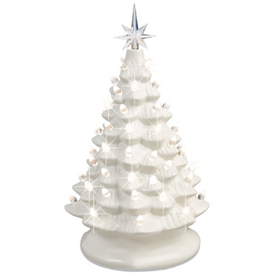 Pre-Lit Ceramic Tabletop Christmas Tree with Lights - 15in