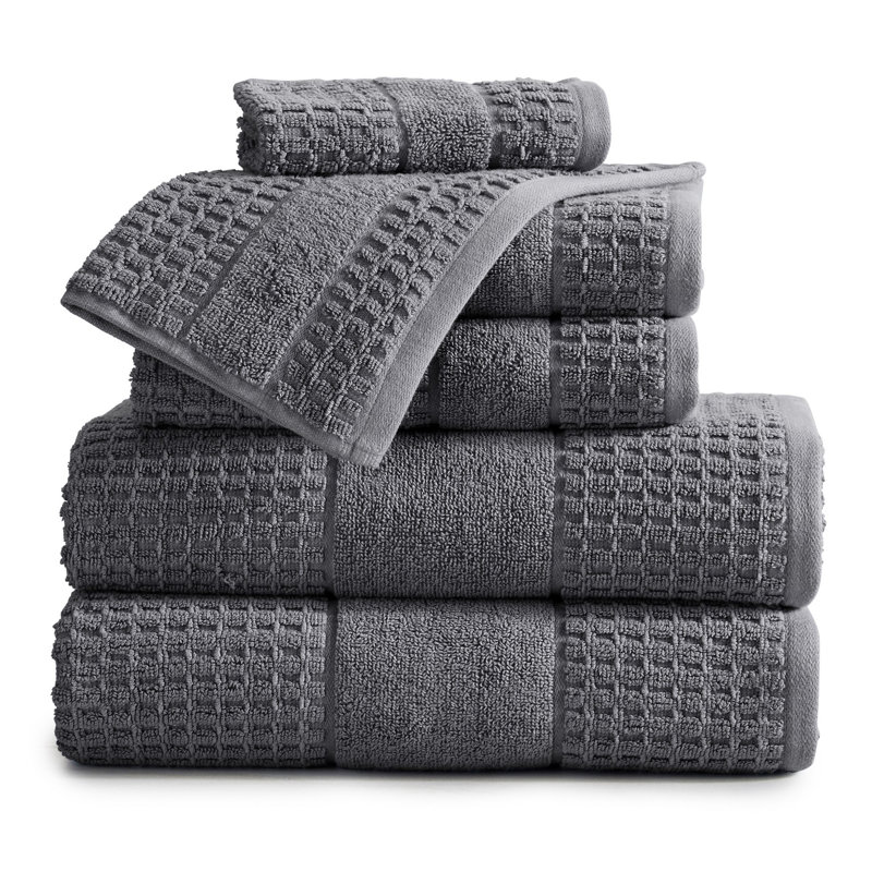 Aneko 100% Cotton Midweight Waffle Mulit-Size Set, Dark Gray