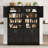 7 Inch Bathroom Cabinet, Farmhouse Storage Cabinet with Glass Doors and Adjustable Shelves, Freestanding Kitchen Pantry,Cupboard for Living Room, Dining Room