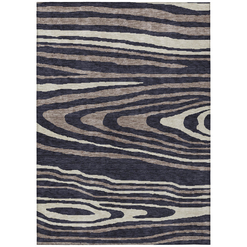 Tapis intérieur lavable 8 po x 10 pi noir taupe et beige